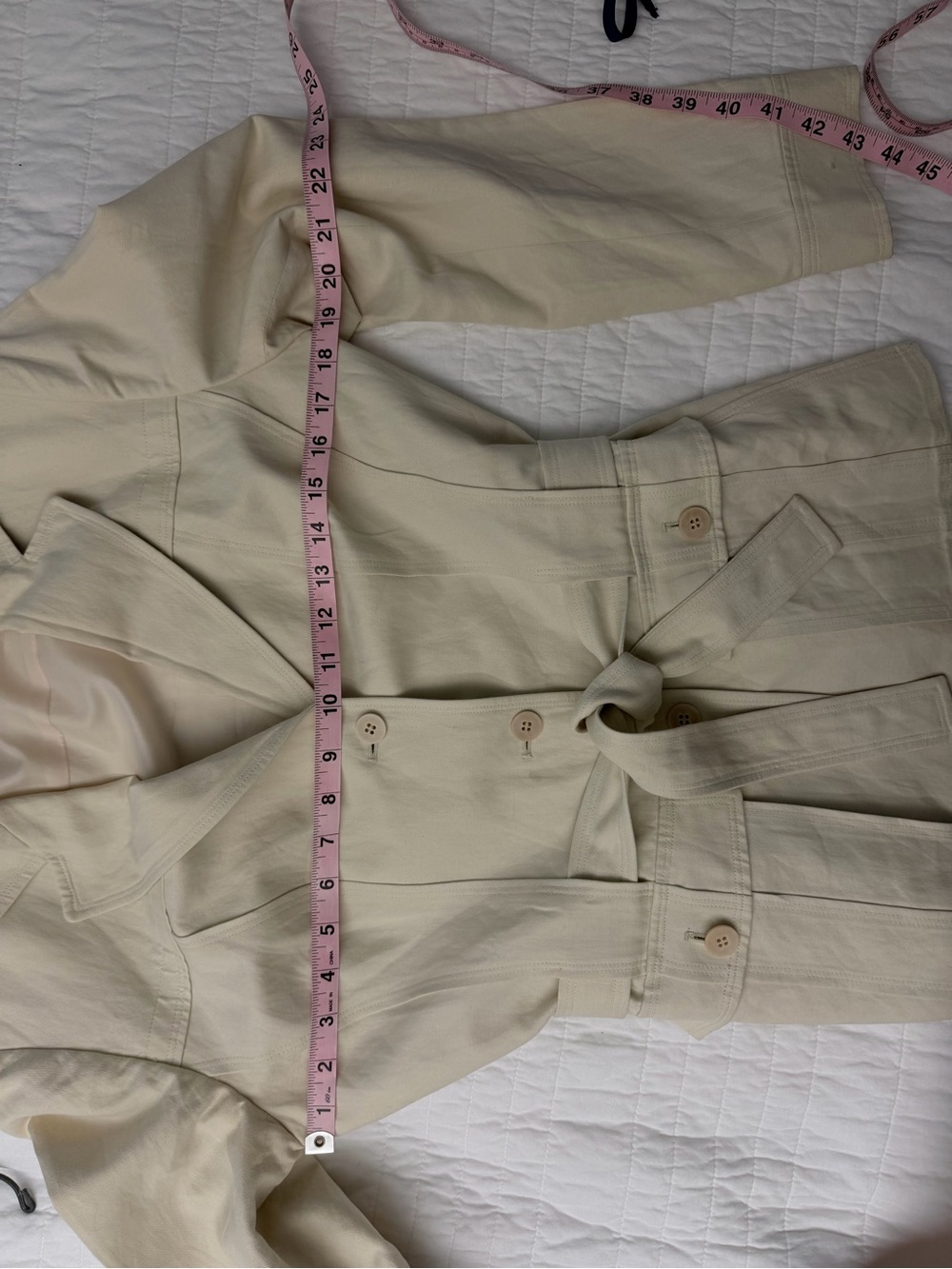 Talbots Cream Italian Blend Tie-Waist Blazer Size 6 - Picture 6 of 9